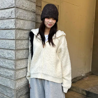 Poodle Thick Knit Zip-up Hoodie 2 Colors