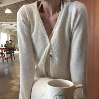 Layered halterneck sleeveless cardigan, V-neck cropped knit, loose fit balletcore