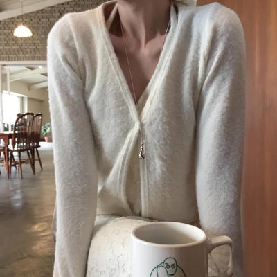 Layered halterneck sleeveless cardigan, V-neck cropped knit, loose fit balletcore