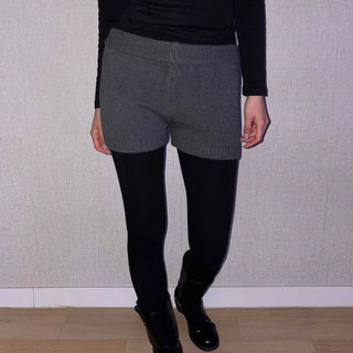 Rib Knit Slim Fit High-Waisted Shorts