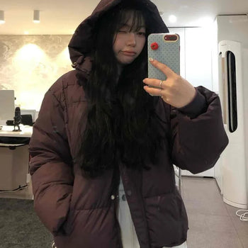 Drop Shoulder Fur Trimmed Hooded Zip-Up Padded Jacket