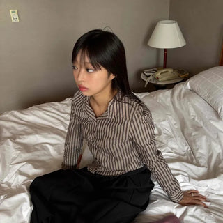 Retro Mood Oversized Vertical Stripe Shirt