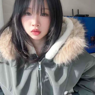 Fur-trimmed Hooded Short Casual Padded Jacket