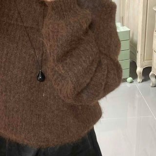 Off-shoulder Loose Fit Long Knit