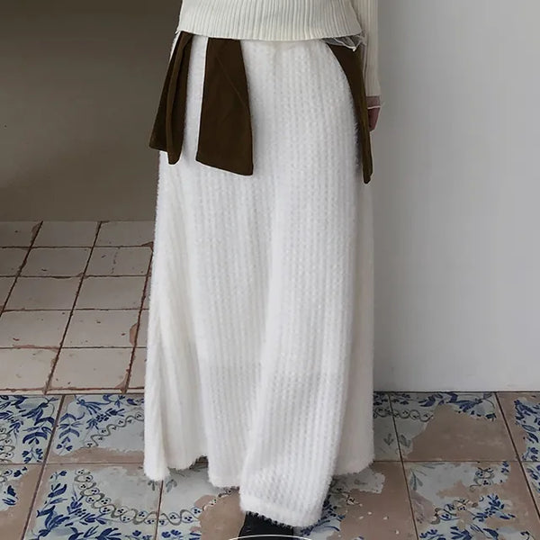 Selfie Elastic Angora Long Skirt