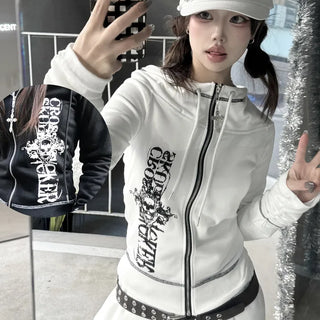 Setsuna Y2K Punk Slim Zip-up Hoodie (2 colors)