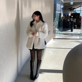 Stay Collar Sherpa Fur Half Jacket