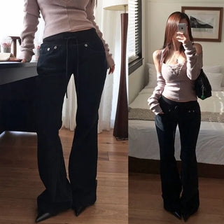Doining Corduroy Elastic Bootcut Pants