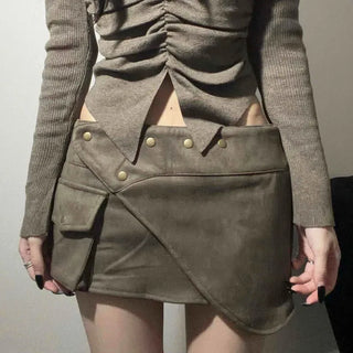 Gold studded wrapping antique mini skirt