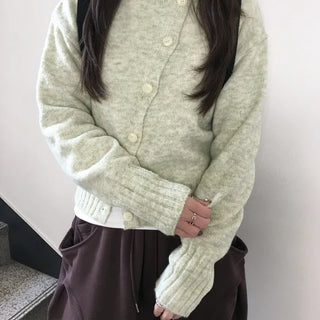 Avon button diagonal cardigan