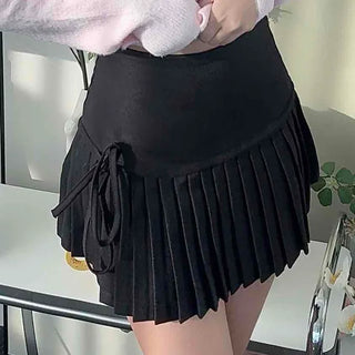 Fringe Detail High-Waisted Pleated Tennis Skirt