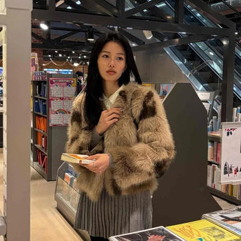 Mixed Faux Fur Crop Short Jacket