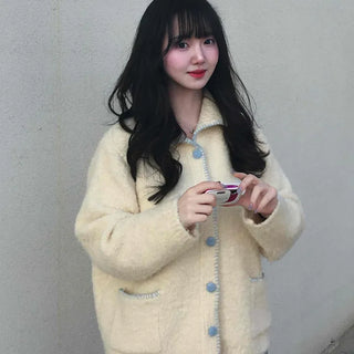 Fluffy Fleece Oversized Pocket Cardigan