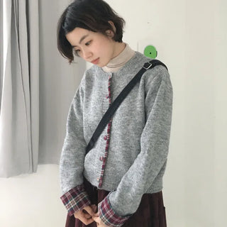 Puny Check Layered Cardigan