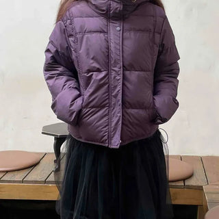 Winter Glossy Hooded Short Padded Jacket