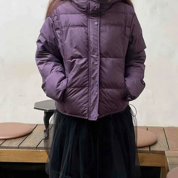 Winter Glossy Hooded Short Padded Jacket
