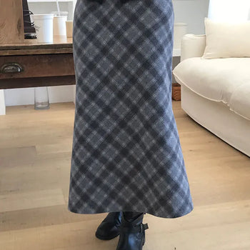 Hede Check Long Skirt