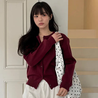 Falling Round Neck Knit Cardigan