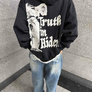 Truth Gothic Back Graphic Drop Shoulder Boxy Fit Hoodie