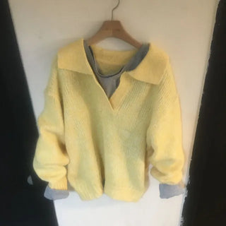 yellow button knit