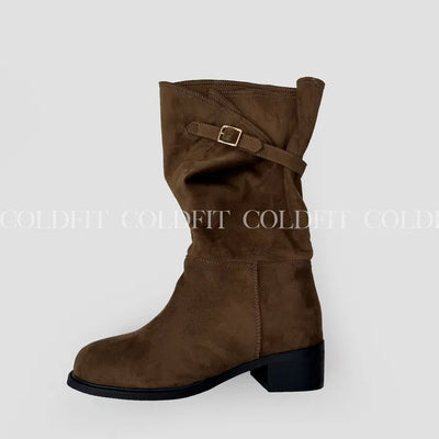 Brown Suede Round Ankle Boots