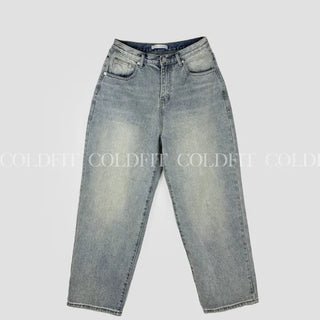 Yellow washed denim pants