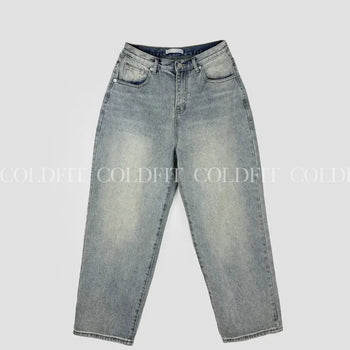Yellow washed denim pants