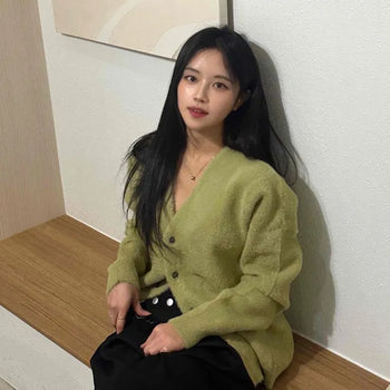 Classic Delicate Fit Terry V-Neck Oversized Cardigan