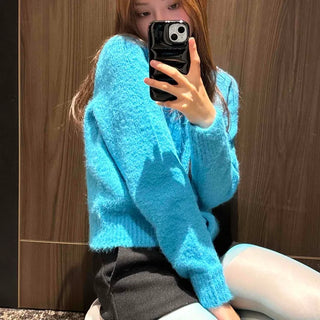 Cozy Angora Open Drop Shoulder Loose Fit Cardigan