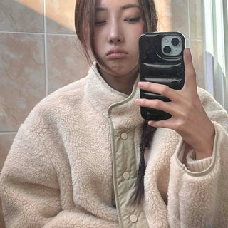 Sherpa Padded Mix Oversized Fleece Zip-Up Jacket