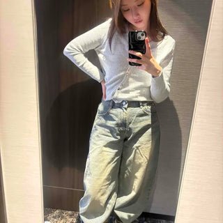 Loose Fit Denim Balloon Long Pants