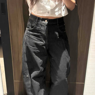 Super wide straight elastic jeans