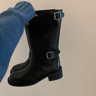 Padded Buckle Half Boots