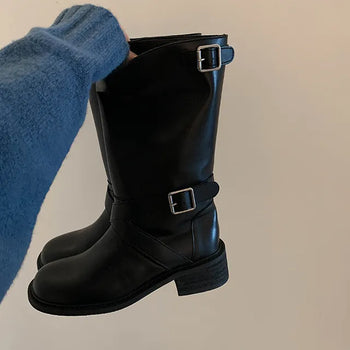 Padded Buckle Half Boots