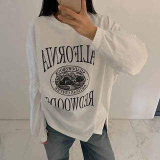 Loose-fit casual peach fleece-lined T-shirt