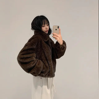 Bagel string fur jacket