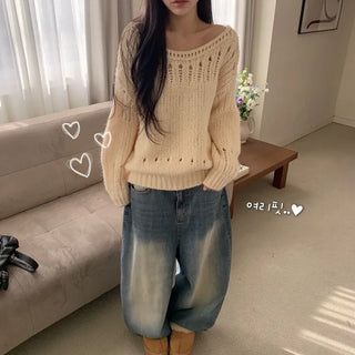 [Delicate/Cozy..] Vintage Loose Fit Lip Neck Winter Knit