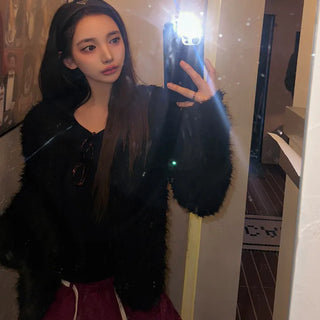 Fluffy V-neck Fur Cardigan
