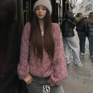 Made. Wool Heather Cozy V-Neck Loose Fit Knit