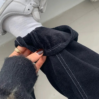 Miro Mink Brushed Black Straight Wide Pants