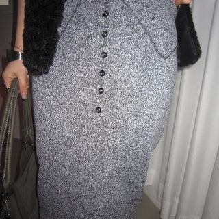 Fold Button Knit Skirt