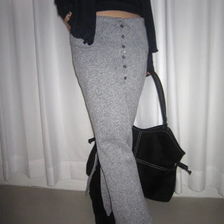 Fold Button Knit Skirt