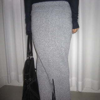 Fold Button Knit Skirt