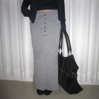 Fold Button Knit Skirt