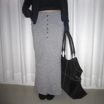 Fold Button Knit Skirt