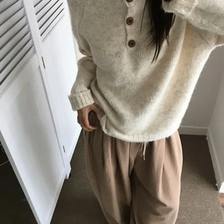 Loose Henley Neck Knit