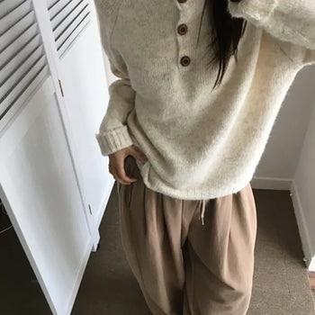 Loose Henley Neck Knit