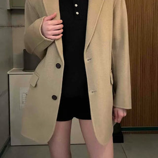 Loose Fit Oversized Notch Lapel Wool Blend Coat