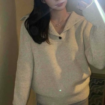 High-neck Button-Detail Knit