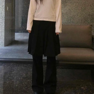 Prepster Flare Skirt Semi Bell-bottom Pants